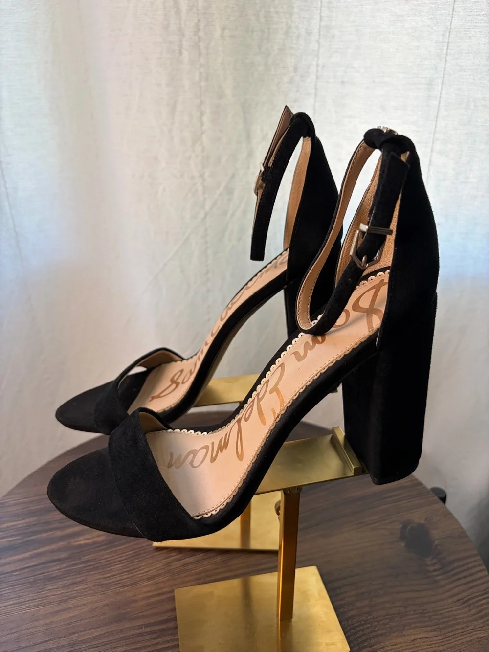 ⁠Sam Edelman Yaro Black Suede Block Heel Sandals Size 8.5⁠